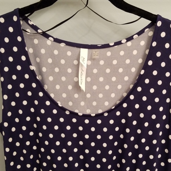 NY Collection Navy and White Polka Dot Dress in M - Picture 3 of 8